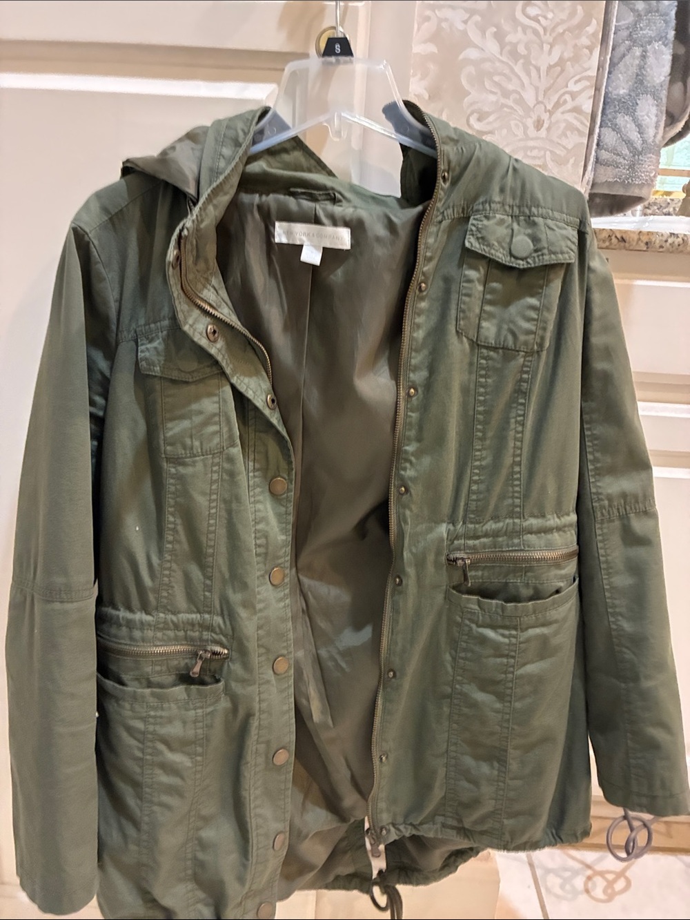 Olive Green Hooded Utility Jacket - Women